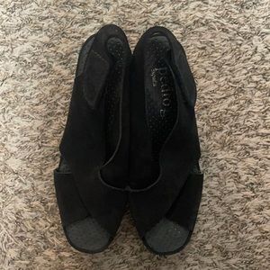 Pedro Garcia 37 Federico Wedge Sandal Black Suede